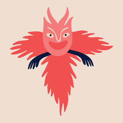 Quirky bizarre Funny dragon. Illustration in modern childish hand drawn style