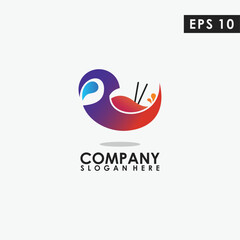 Owl With Bowl Logo Design. Owl With Bowl Logo Template. Modern Design. Flat Logo. Vector Illustration