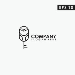 Owl With Key Logo Design. Owl With Key Logo Template. Modern Design. Flat Logo. Vector Illustration