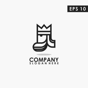 King With Crown Logo Design. King With Crown Logo Template. Modern Design. Flat Logo. Vector Illustration