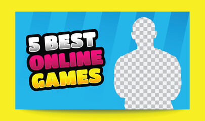 Best online games  gaming thumbnail and web banner editable vector template