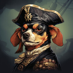 retro style pirate dog illustration