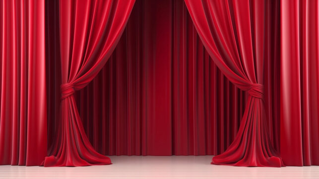 red stage curtain HD 8K wallpaper Stock Photographic Image