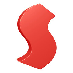 Red alphabet letter s in 3d rendering for education, text concept