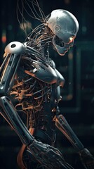 A Cutting-Edge Transhuman Robot with Complex Wire Connections: Exploring the Intricacies of Artificial Intelligence. Generative AI