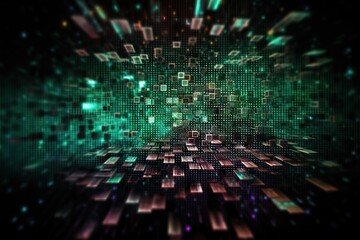 Big data information flow technology concept.IT roadmap modern technology and innovative processes, networking and big data. Data funnel ai network. Quantum technology