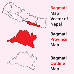 Fototapeta premium Bagmati map vector of nepal, bagmati province of nepal, bagmati line map, bagmati outline map