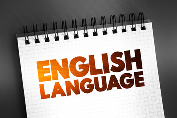 English Language text on notepad, concept background