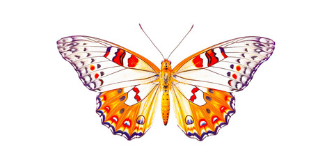 Fototapeta na wymiar colorful butterfly on a transparent background Insect illustration Generative AI