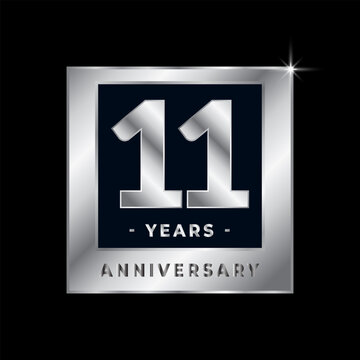 Eleven Years Anniversary Celebration Luxury Black and Silver Logo Emblem Isolated Vector