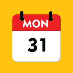 calender icon, 31 monday icon with yellow background