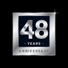 Forty Eight Years Anniversary Celebration Luxury Black and Silver Logo Emblem Isolated Vector