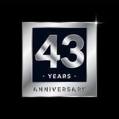 Fouty Three Years Anniversary Celebration Luxury Black and Silver Logo Emblem Isolated Vector