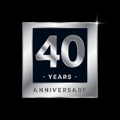 Forty Years Anniversary Celebration Luxury Black and Silver Logo Emblem Isolated Vector