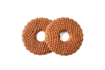 Chocolate Biscuit Rings Isolated, Black Cookie Circles, Dark Soft Biscuits, Round Butter Cookies