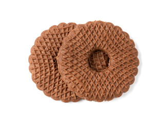 Chocolate Biscuit Rings Isolated, Black Cookie Circles, Dark Soft Biscuits, Round Butter Cookies