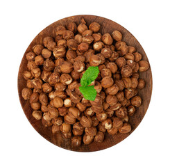 Nut Kernels, Hazelnuts Pile on Plate Isolated, Healthy Organic Nuts Group, Nut Kernels on White