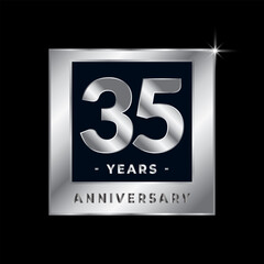 Thirty Five Years Anniversary Celebration Luxury Black and Silver Logo Emblem Isolated Vector