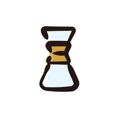 Fototapeta na wymiar Pour-Over Coffee Maker - Coffee icon/illustration (Hand-drawn line, colored version)