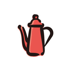 Drip kettle - Coffee icon/illustration (Hand-drawn line, colored version)