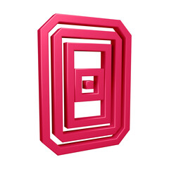 Pink number 0 with border in 3d rendering for math, business and education concept 