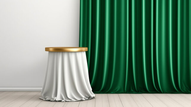 green curtain with curtains HD 8K wallpaper Stock Photographic Image