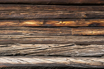 Wood texture background, weathered brown plank from the barn