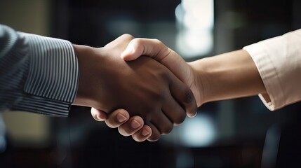 Interracial handshake.Handshake between african and a caucasian man