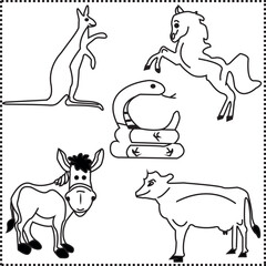  horse donkey snake cow kangaroo