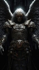 fallen angel dark warrior concept, fantasy illustration
