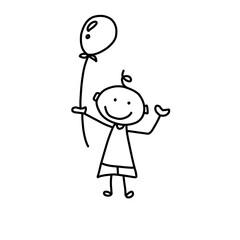 Hand Drawing Cartoon Happy Kids