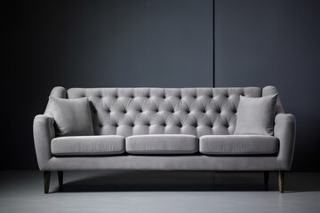 Living room interior with large grey sofa,Generative AI