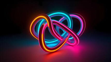 Colorful background with abstract shape glowing in ultraviolet spectrum, curvy neon lines. Futuristic energy concept