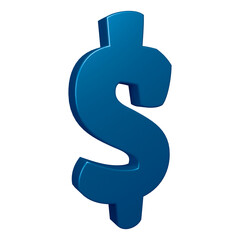 Blue dollar symbol or icon design in 3d rendering