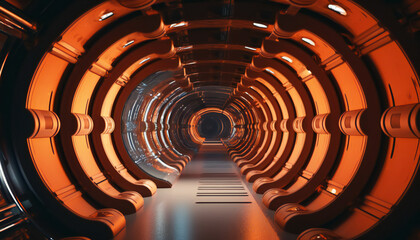 An abstract background with futuristic abstract tunnels and immersive environments