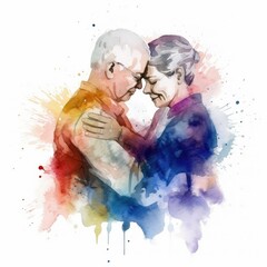 Watercolor painting of lovers in their 30s