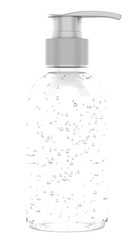 Clear hand sanitizer pump bottle isolated. Png transparency