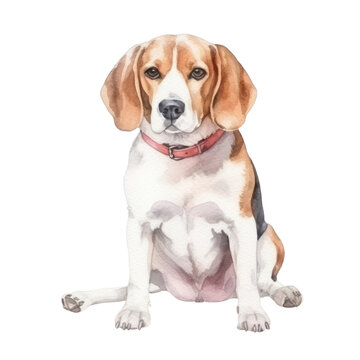 beagle dog watercolor isolated on transparent background cutout