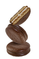 Levitating choco pies isolated on white background © Vung