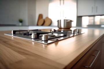 Gas stove close-up. Home and cooking concept AI generated - obrazy, fototapety, plakaty