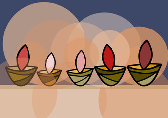Elegant ethnic simple card for Diwali festival vector illustration also useful for header, invitation, poster, social media, post publication. Design element for holiday celebration.