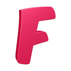 Pink alphabet letter f in 3d rendering for education, text concept