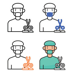 Surgeon avatar icon design in four variation color