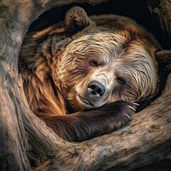 hibernating bear - obrazy, fototapety, plakaty
