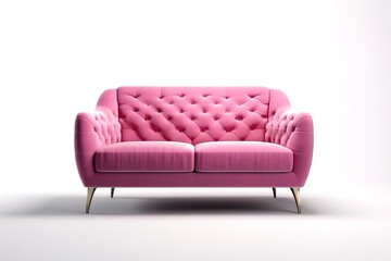 Elegant sofa in the empty pink room with copy space,Generative AI