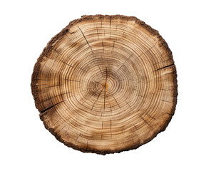 Cross section of a tree isolated on transparent background, Generative AI