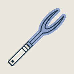 Big kitchen fork vector icon. Kitchen appliances
