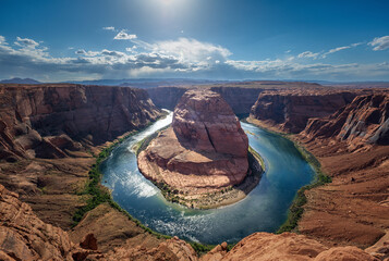 Horseshoe Bend meander of Colorado River in Glen Canyon. Arizona USA