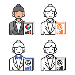 Accountant avatar icon design in four variation color