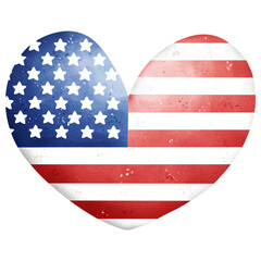 Watercolor Patriotic Heart Illustration Isolated on Transparent Background